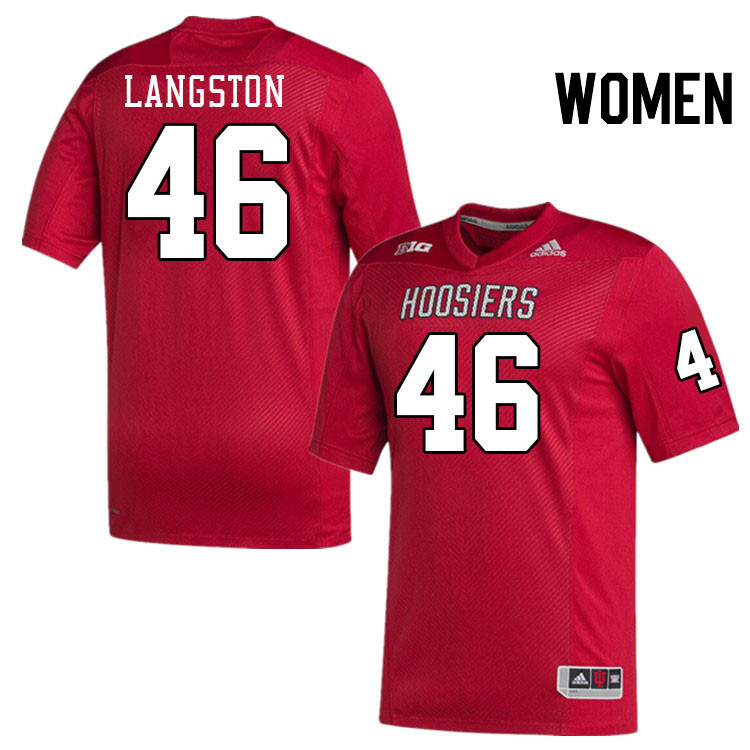 Women #46 Mark Langston Indiana Hoosiers College Football Jerseys Stitched-Crimson